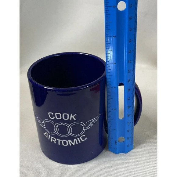 Cook Airtomic Coffee Tea Blue Mug Advertisement Wings 3 Circles 3.5 Inch - Picture 7 of 7